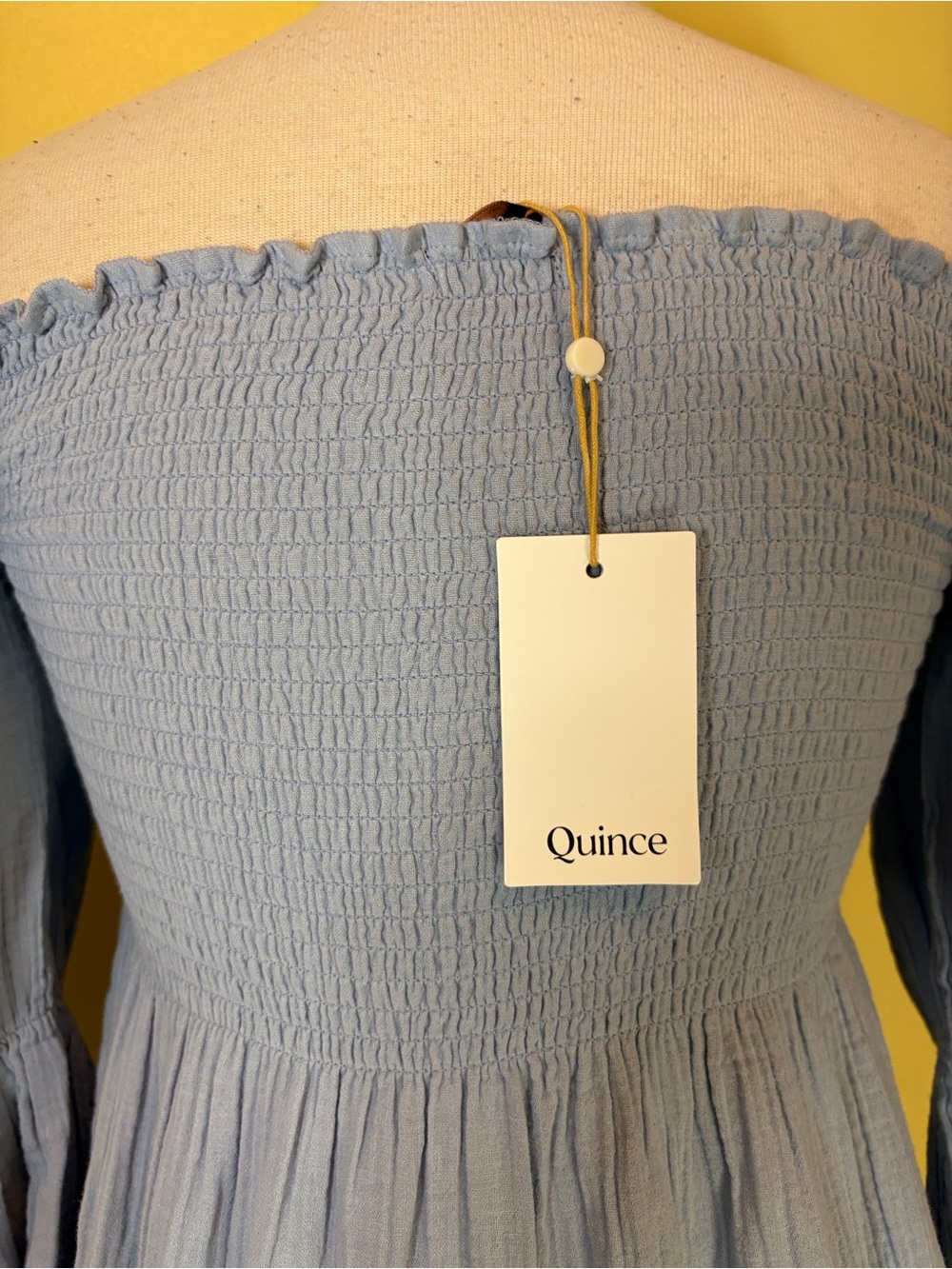 Quince Light Blue Puff-Sleeve Midi Dress- Maternt - Picture 9 of 11
